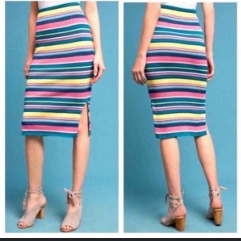 Anthropologie Maeve Multicolor Stripe Knit Skirt M